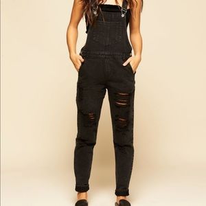 12th Tribe Black Distressed overalls Medium